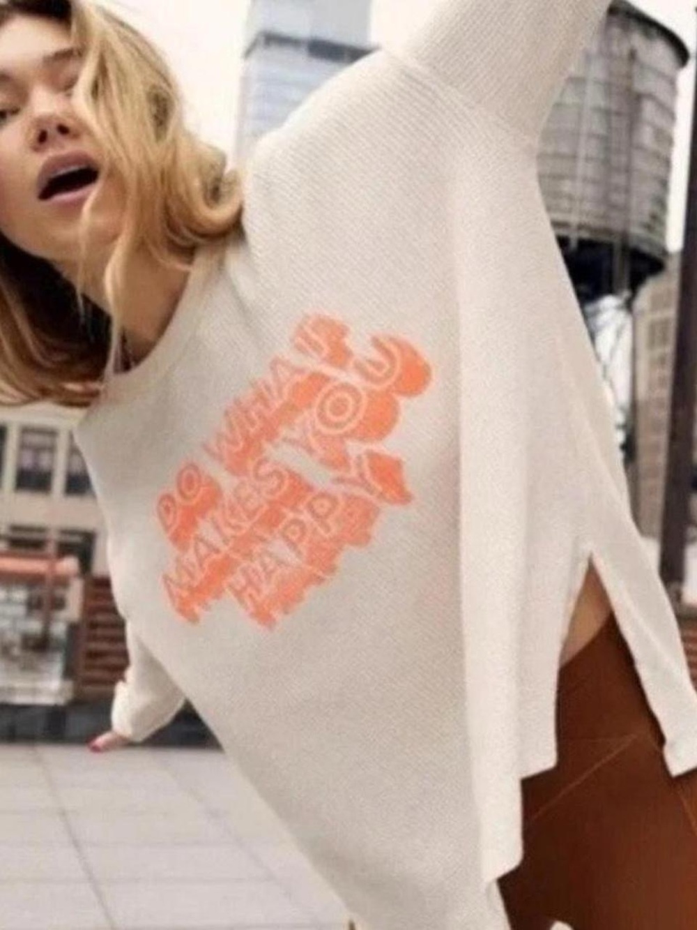 OFFLINE By Aerie Do What Makes You Happy Waffle Knit Long Sleeve